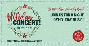 Holiday Concert December 13, 2023 at 7pm in Ballston Spa High School Auditorium
